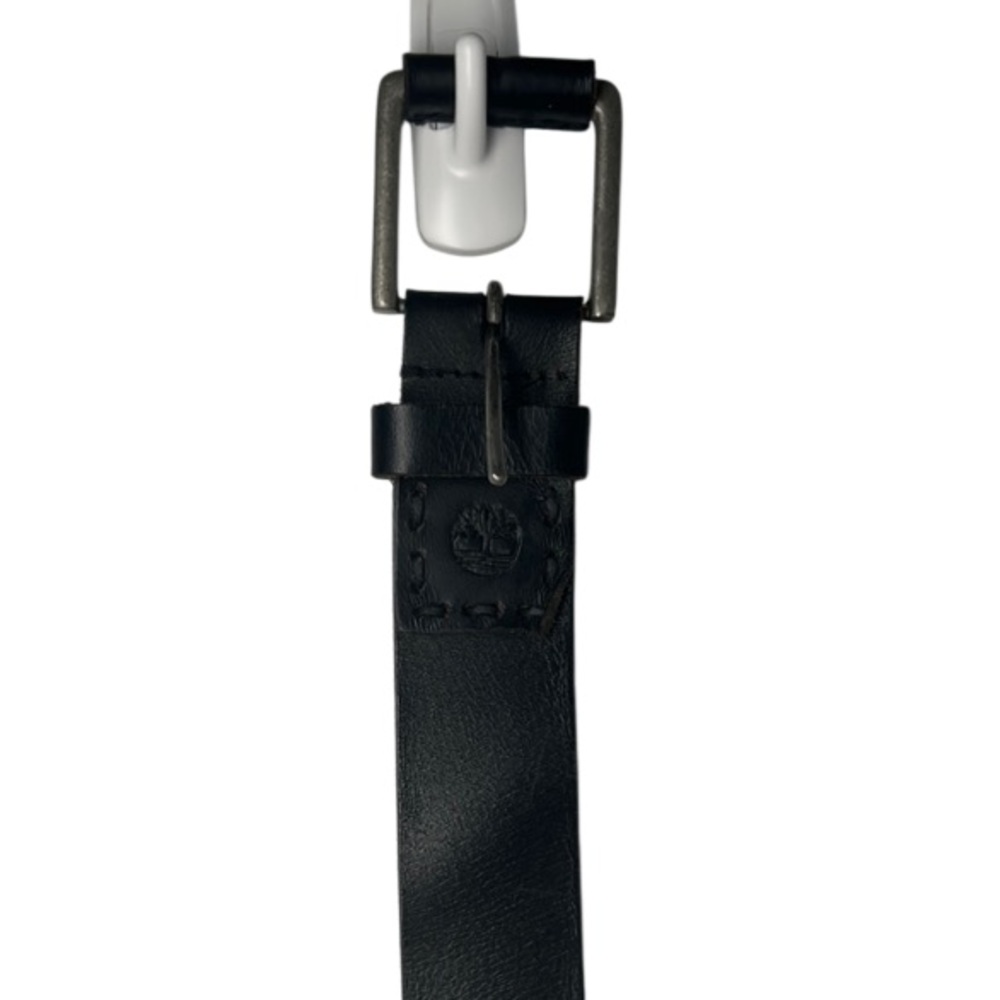 Timberland Black Leather Belt with Sleek Metallic Buckle 47”